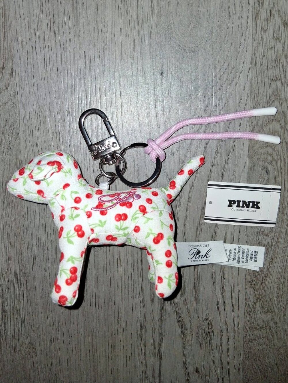 Victoria's Secret PINK x Frankies Bikinis Micro Dog Pup Keychain Bag Charm Clip